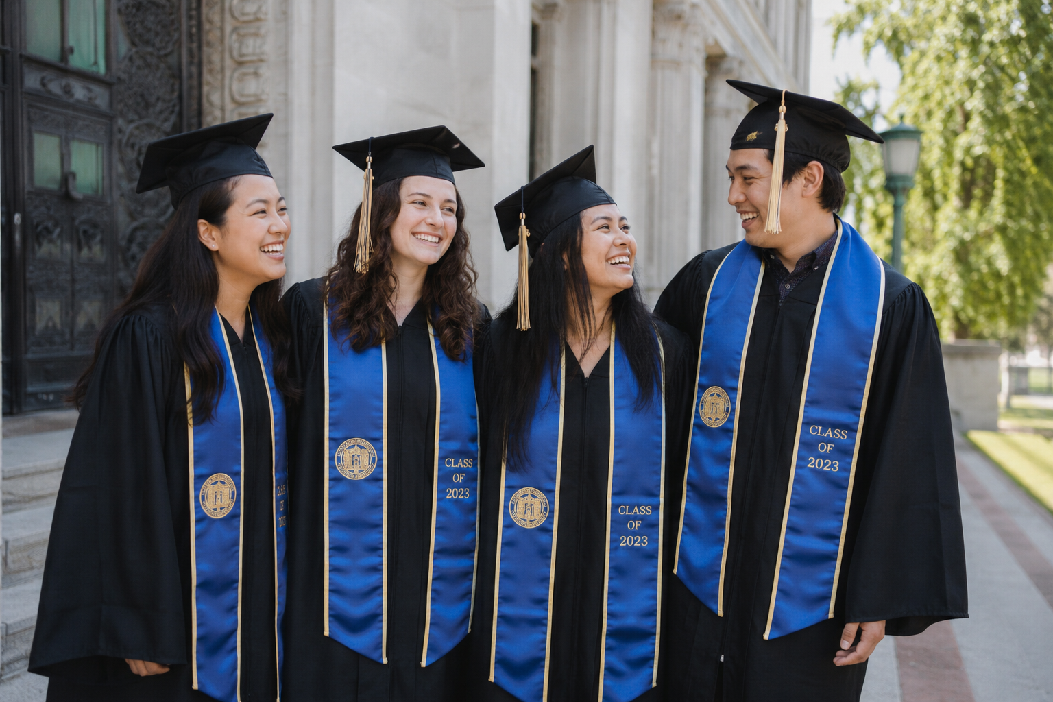 Friends graduating photo gift rendered as sticker art