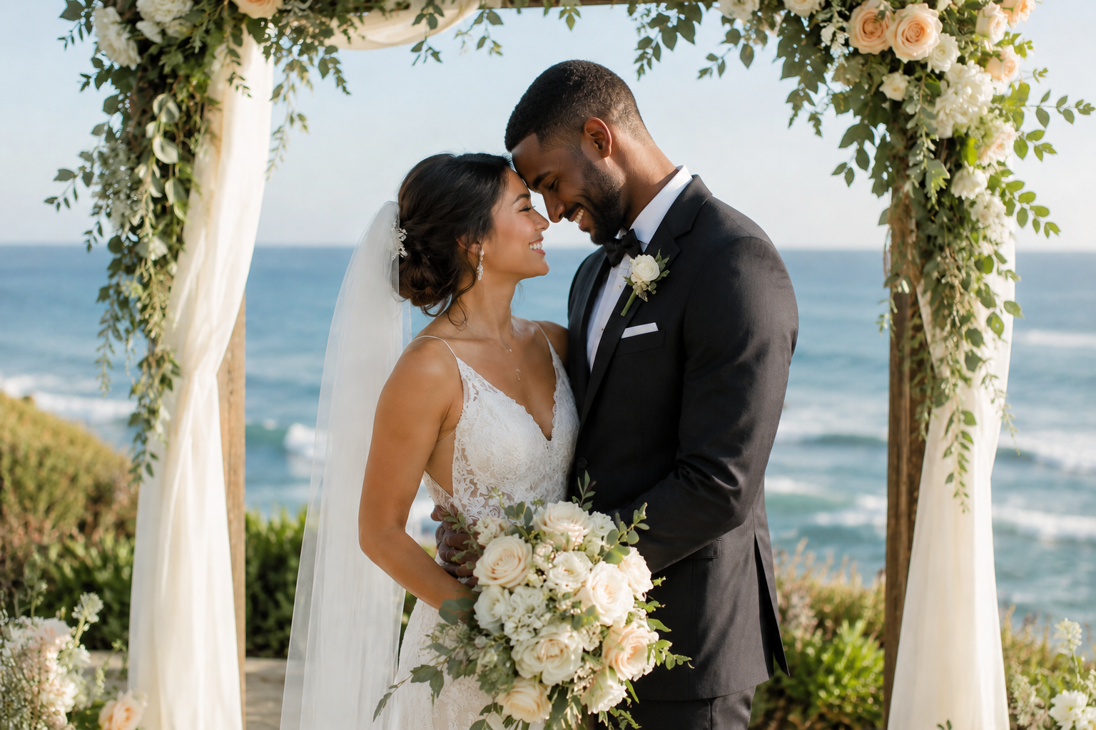 Wedding day couple photo turned into hexagon sticker mosaic
